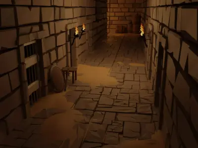 Dungeon tile set Low-poly 3D model