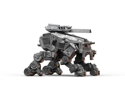 Robot- Crazy Horse Quad Mech with Rail Rifle 3D print model