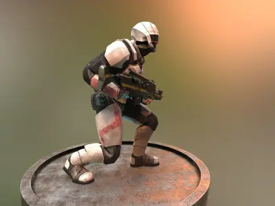 Futuristic Soldier Low-poly 3D model