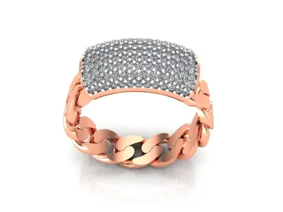 0127 - Cuban Chain Ladies Ring 3D print model