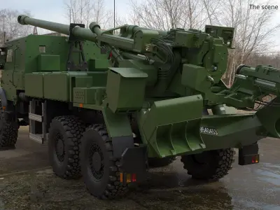  Long-Barrel Self-Propelled Gun On 6x6 Chassis 