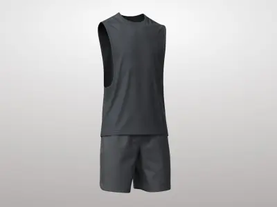 Tank Top Male 3v Shorts 3v Low-poly 3D model