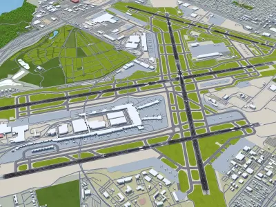 Minneapolis - Saint Paul Airport 12km Low-poly 3D model