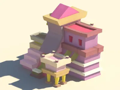 Design  house  cartoon origami  Paper House 3D model