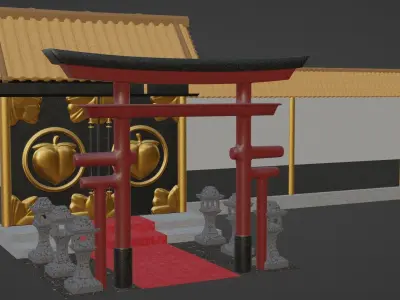 Chinese Temple Walls and Entrance 3D model
