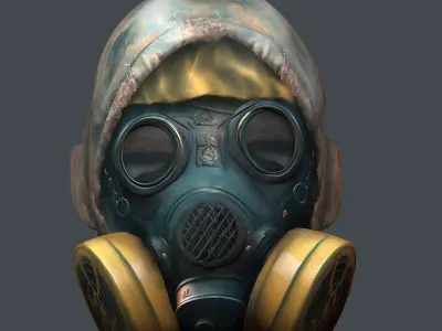 Gas mask helmet 3d model military combat fantasy cyborg Low-poly 3D model