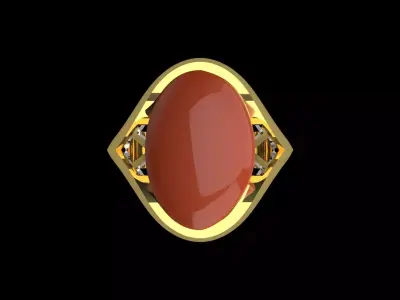 Man Modern Design Gold STL Ring with Agate Stone Model mr0250 3D print model purchase