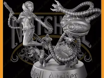 Nutshell Atelier - Space girl and Monster - NSFW 3D print model