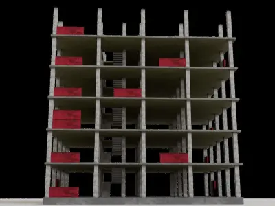 Under construction Building Low poly  3D model