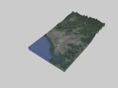 Sendai City Low-poly 3D model