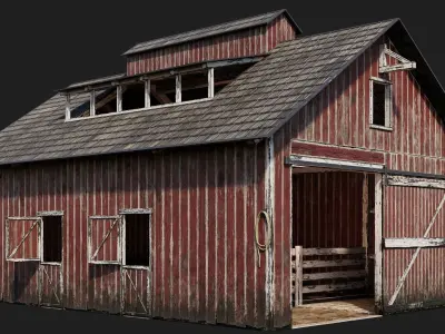 09-10-11-12  - Farm Buildings 4K PBR GameReady Low-poly 3D model