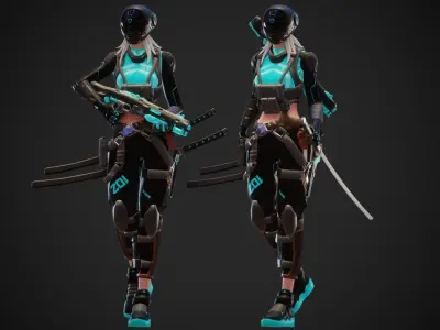 Cyberpunk Zoi Robot Low-poly 3D model