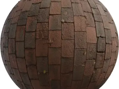 Weathered Red Brick Pavers PBR Texture Texture