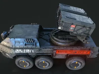 ROCKET LAUNCHER DRONE VEHICLE Low-poly 3D model