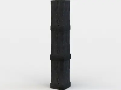Column tall wooden pole Low-poly 3D model