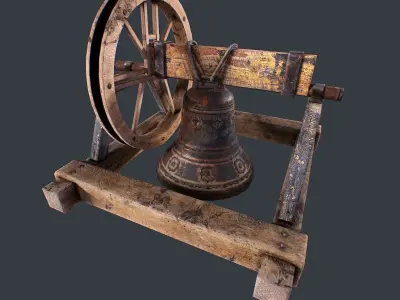 Old Church Bell animated Low-poly 3D model