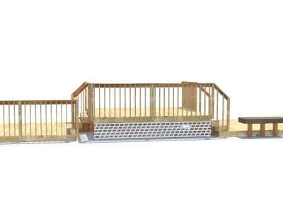 Three Level Deck for Houses Low-poly 3D model