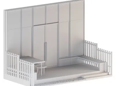 Entrance aluminum doors 3D model
