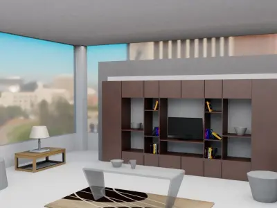 Interior living room Low-poly 3D model