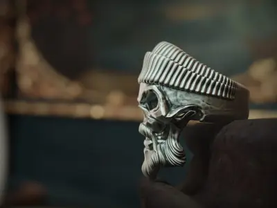 Ring Skull With hat 3D print model