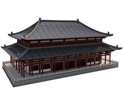Japanese Temple Main Hall 3D model