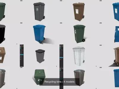 Recycling bins 3D Model Pack
