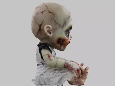 Creepy Porcelain Doll Low-poly 3D model
