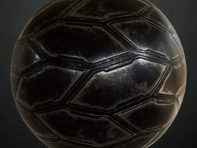 Dark Scratched Sci-Fi Hexagonal Plating PBR SEAMLESS Texture