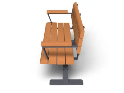 bench park with orange seat and metal legs 3D model