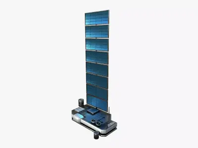 Satellite B05 Steel Blue - SciFi Space Design Low-poly 3D model