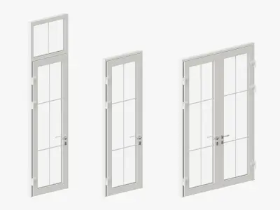 Classic style windows and glass entrance doors 3D model