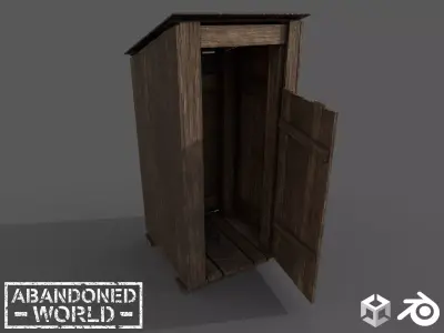 Wooden Outhouse Low-poly 3D model