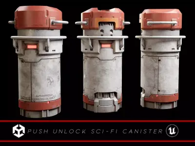 Push Unlock Sci-fi Canister Low-poly 3D model