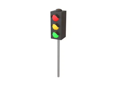 Traffic Light v1 002 Low-poly 3D model