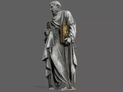 Old Man Statue Low-poly 3D model 14