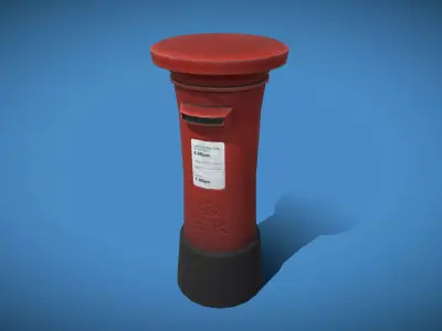 Stylized London UK Letter Box Low-poly 3D model