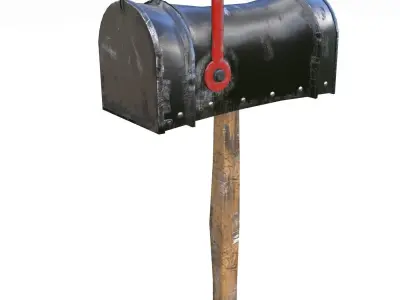 Old black Mailbox Lowpoly Low-poly 3D model