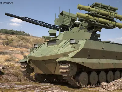  Uran-9 UGV with Heavy Armament and Dusty Hull Green Used 