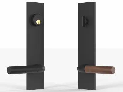 Tumalo Handle - Bronze with Walnut Lever Exterior Door Hardware 3D model