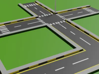 Road Pack 3D Model Low-poly 3D model