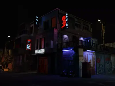 Cyberpunk Street Scene 3D model