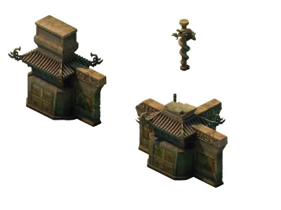 Game Model - lragon-shaped column Entrance 3D model