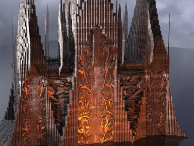 Norse Gods Engraved Dark Tower Fort 3D model