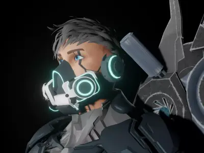 Cyberpunk2030 character holding sword 3D model