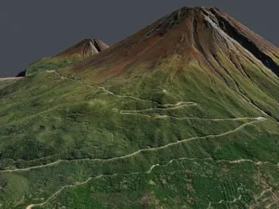 Mountain landscape stratovolcano Fujiyama 3776m  Honshu Japan  3D model