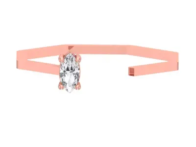 Open End Women Light Weight Band Marquise Stone Ring 3D print model