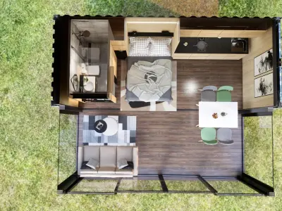 folding container house 3d model Low-poly 3D model