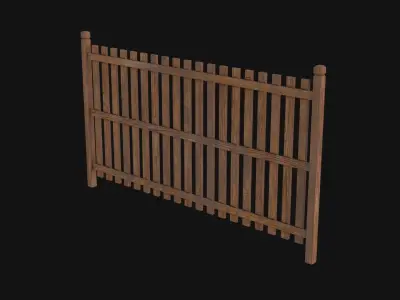 Wooden Fence Low-poly 3D model