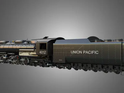 Big Boy 4014 - Steam Locomotive With Coal Wagon 3D model