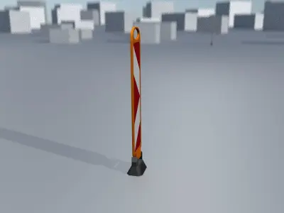 White and Red Road Traffic Barrier - Part 9- Low-poly 3D model